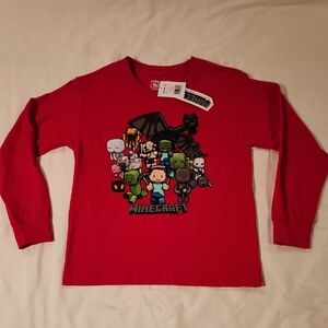 Kids Red Long Sleeve Minecraft Shirt. Mojang. Jinx. Size YM 10/12